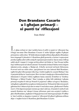 Don Brandano Caxario U L-G˙Ejun Primarji – Xi Punti Ta' Riflessjoni