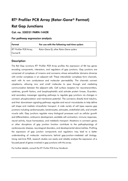 RT² Profiler PCR Array (Rotor-Gene® Format) Rat Gap Junctions