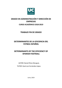 Grado En Administración Y Dirección De Empresas Curso Académico 2018-2019