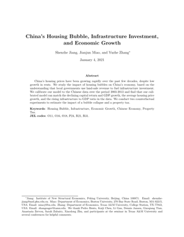 China's Housing Bubble, Infrastructure Investment, and Economic Growth