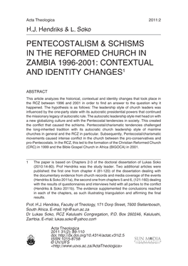 Pentecostalism & Schisms in The