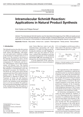 Intramolecular Schmidt Reaction: Applications in Natural Product Synthesis