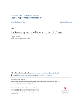 Racketerring and the Federalization of Crime Craig M