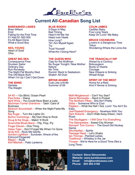 Current All-Canadian Song List