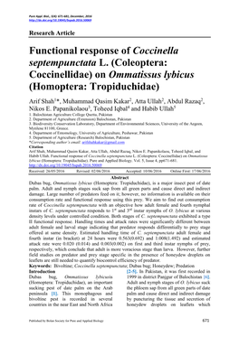 Biology of Dubas Bug, Ommatissus Lybicus (Tropiduchidae: Homoptera