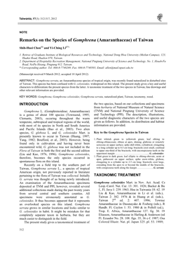 Remarks on the Species of Gomphrena (Amaranthaceae) of Taiwan