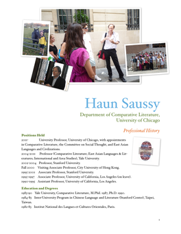 Haun Saussy Department of Comparative Literature, University of Chicago