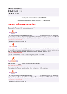 Cannes in Focus Newsletters