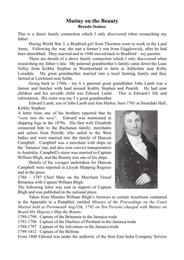 Mutiny on the Bounty Brenda Staines This Is a Direct Family Connection Which I Only Discovered When Researching My Father