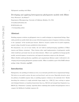 Developing and Applying Heterogeneous Phylogenetic Models with Xrate Oscar Westesson1, Ian Holmes2,∗