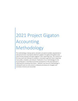 Project Gigaton Accounting Methodology