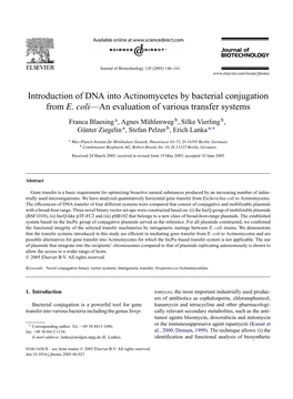 Introduction of DNA Into Actinomycetes by Bacterial Conjugation from E