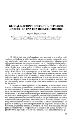 Globalización Y Educación Superior: Desafíos En Una Era De Incertidumbre