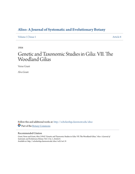 Genetic and Taxonomic Studies in Gilia: VII. the Woodland Gilias Verne Grant