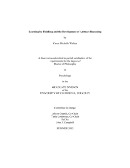 Learning by Thinking and the Development of Abstract Reasoning