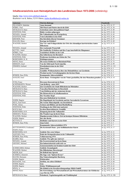 Zum Heimatjahrbuch Des Landkreises Daun 1973-2006 (Vollständig)