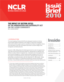 The Impact of Section 287(G) of the Immigration and Nationality Act on the Latino Community by A