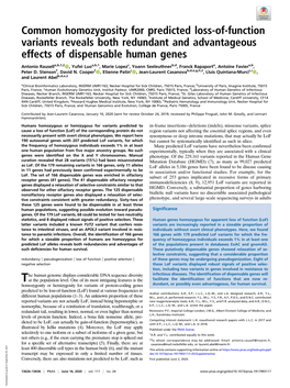 Common Homozygosity for Predicted Loss-Of-Function Variants Reveals Both Redundant and Advantageous Effects of Dispensable Human Genes