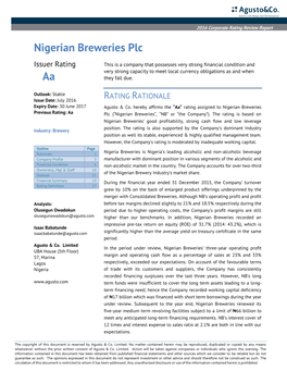 Nigerian Breweries Plc Aa