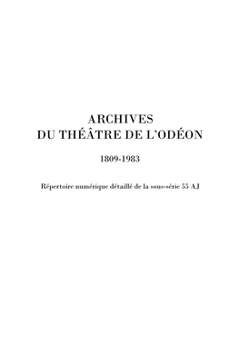 Archives Du Théâtre De L'odéon