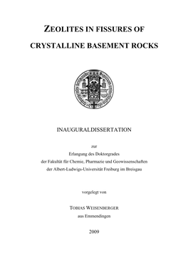 Zeolites in Fissures of Crystalline Basement Rocks