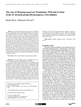 The Case of Holopyga Gogorzae Trautmann, 1926 and Revision of the H