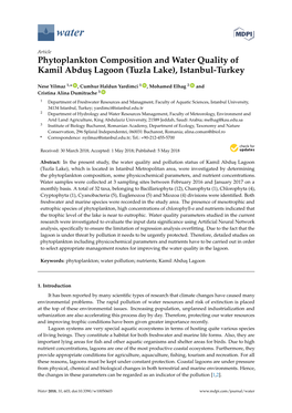 Phytoplankton Composition and Water Quality of Kamil Abdus