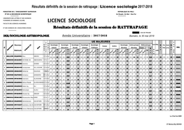 Licence Sociologie 2017-2018