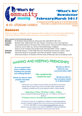 'What's On' Newsletter February/March 2017
