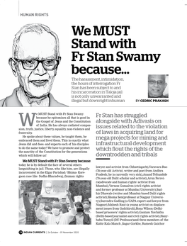 We MUST Stand with Fr Stan Swamy Because