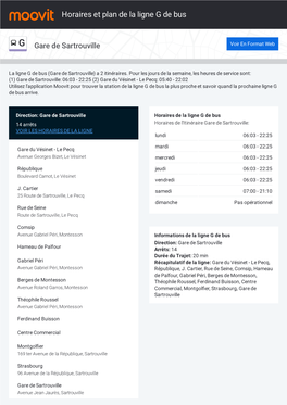 Horaires Et Trajet De La Ligne G De Bus Sur Une Carte