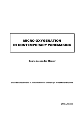 Micro-Oxygenation in Contemporary Winemaking