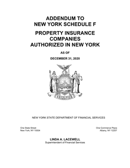 Schedule F: Property Insurance Companies Authorized in New York