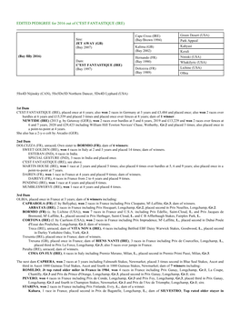 EDITED PEDIGREE for 2016 out of C'est FANTASTIQUE (IRE)