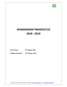 Sponsorship Prospectus 2018 - 2019
