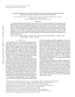 An Efficient Strategy to Select Targets for Gas-Dynamical Measurements of Black Hole Masses Using the Hubble Space Telescope