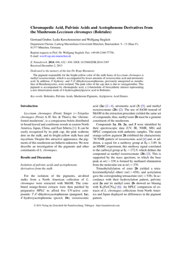 Chromapedic Acid, Pulvinic Acids and Acetophenone Derivatives from the Mushroom Leccinum Chromapes (Boletales)