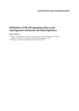 Inhibition of NF-Κb Signaling Alters Acute Myelogenous Leukemia Cell Transcriptomics