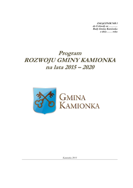Program ROZWOJU GMINY KAMIONKA Na Lata 2015 – 2020