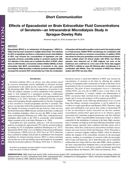 Effects of Epacadostat on Brain Extracellular Fluid Concentrations of Serotonin—An Intracerebral Microdialysis Study in Sprague-Dawley Rats
