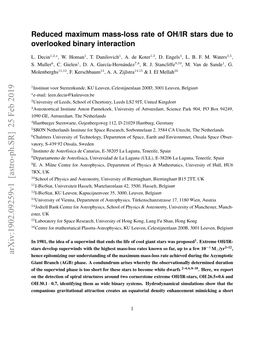 Arxiv:1902.09259V1 [Astro-Ph.SR] 25 Feb 2019 Hence Epitomizing Our Understanding of the Maximum Mass-Loss Rate Achieved During the Asymptotic Giant Branch (AGB) Phase