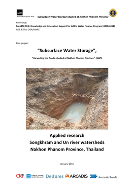 Subsurface Water Storage Studied at Nakhon Phanom Province