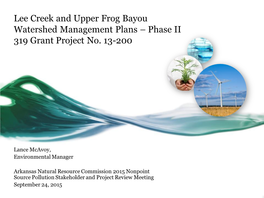 Lee Creek and Upper Frog Bayou Watershed Management Plans – Phase II 319 Grant Project No