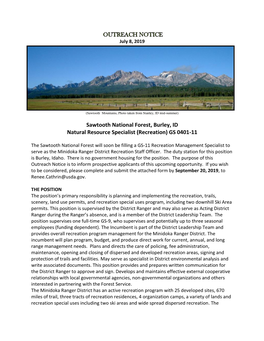 Sawtooth National Forest, Burley, ID Natural Resource Specialist (Recreation) GS 0401-11