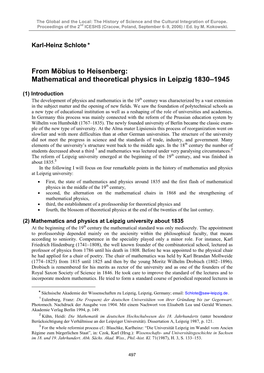 Mathematical and Theoretical Physics in Leipzig 1830–1945