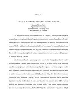 Abstract Essays in Bank Competition and Lending