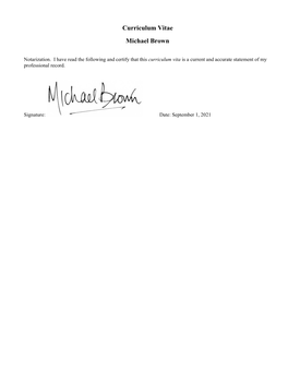 Michael Brown Curriculum Vitae (1 June 2021)