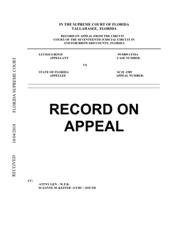 Record on Appeal from the Circuit Court of the Seventeenth Judicial Circuit in and for Broward County, Florida