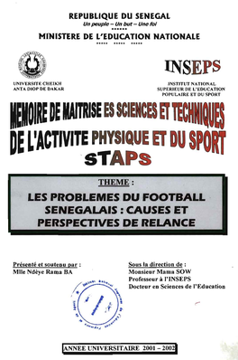 Les Problèmes Du Football Sénégalais