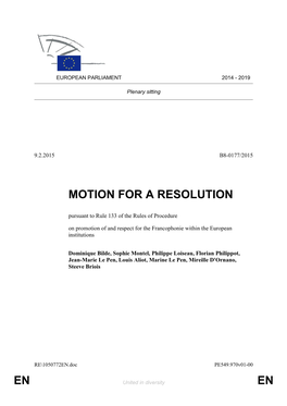 En En Motion for a Resolution